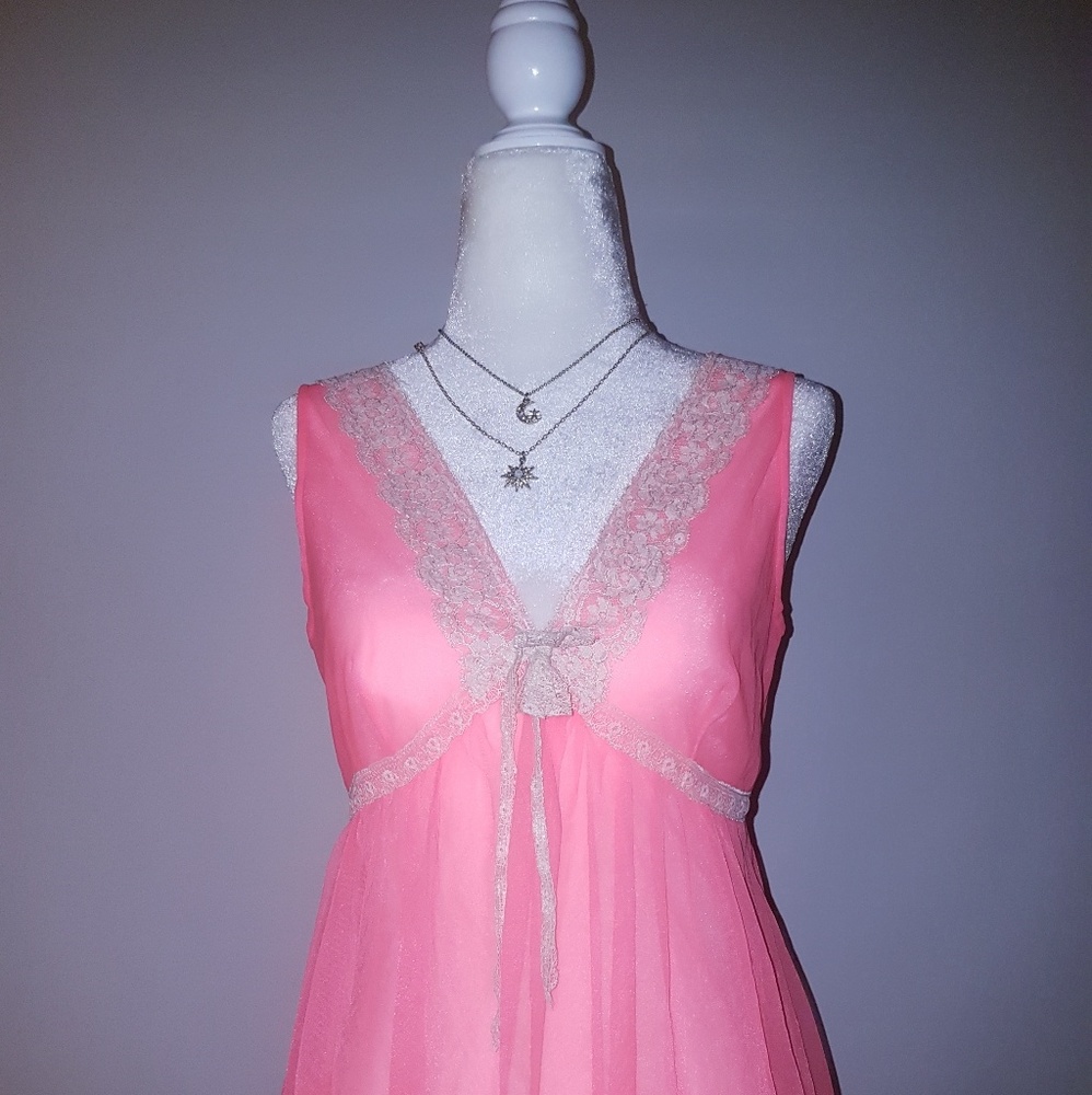 🌸 Vintage Victorian Nightgown Sheer Peach Antique